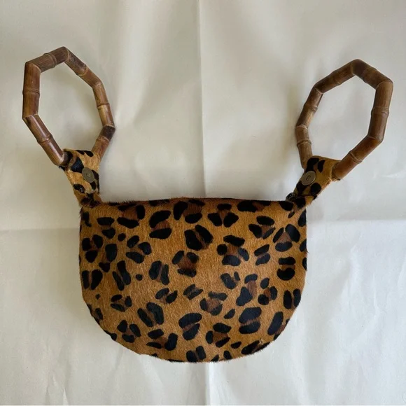 Unique Leopard Purse Evening Handbag Wood Handles Fortune Cookie David Jeffery